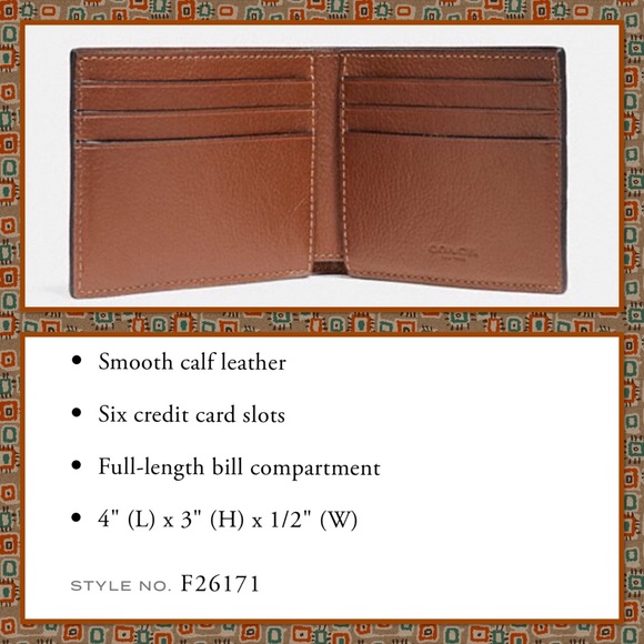 Authentic Coach slim billfold wallet - Picture 2 of 2